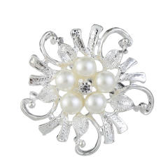 Korean fashion rhinestone pearl bead metal brooch