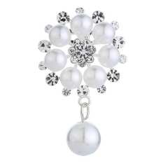 Korean fashion rhinestone pearl bead metal brooch