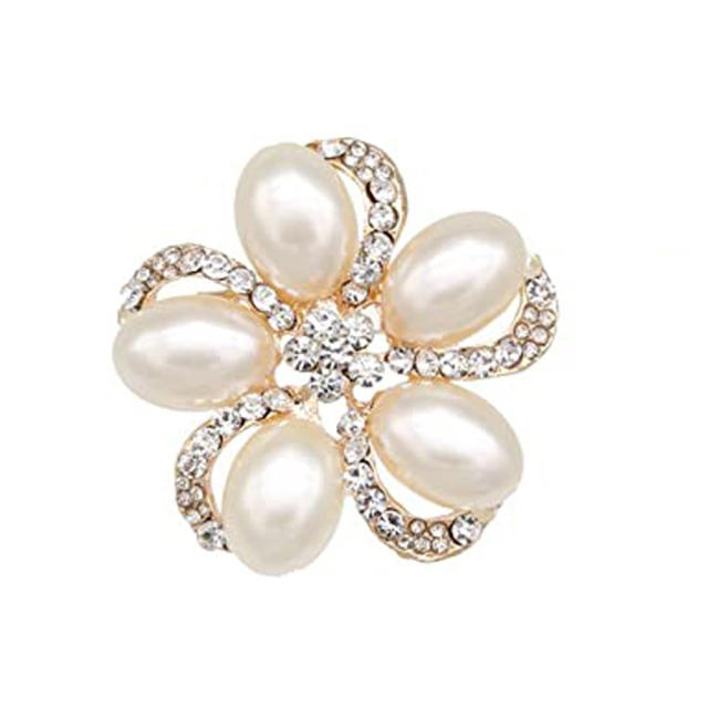 Delicate imitation pearl rhinestone flower metal brooch gift brooch