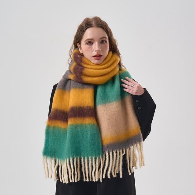 Korean fashion warm stripe pattern scarf