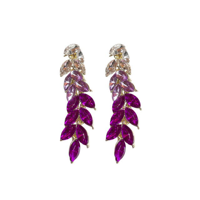 925 sterling silver needle crystal wheat dangle earrings for women