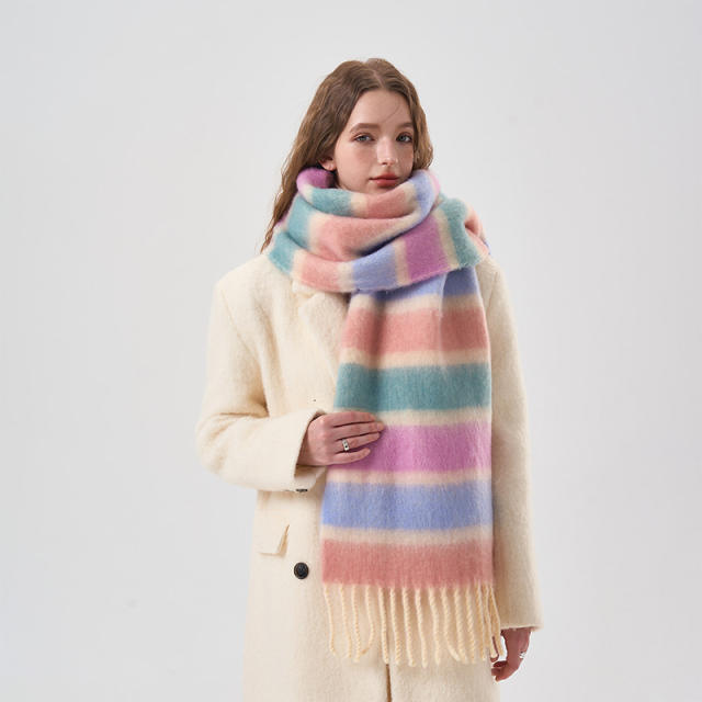 Korean fashion stripe pattern warm scarf