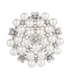 Korean fashion rhinestone pearl bead metal brooch