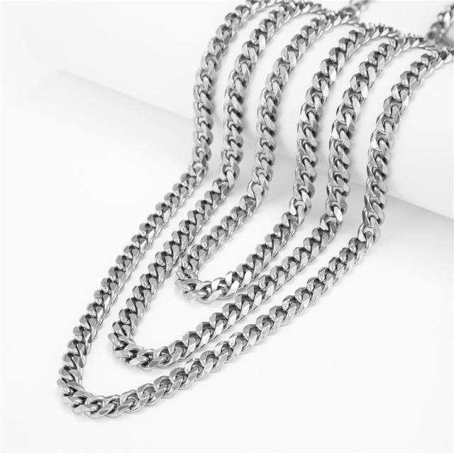 Silver color hiphop cuban link chain stainless steel necklace for men