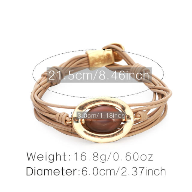 Hot sale PU leather multi layer easy match bracelet bangle