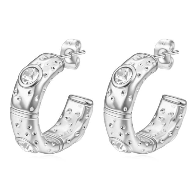 18K chunky open hoop bolder stainless steel earrings