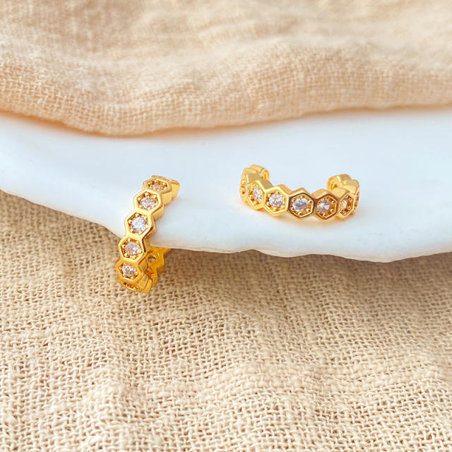 18K real gold plated diamond copper ear cuff
