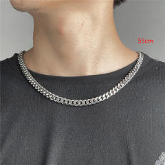 Silver color hiphop cuban link chain stainless steel necklace for men