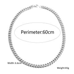 Silver color hiphop cuban link chain stainless steel necklace for men