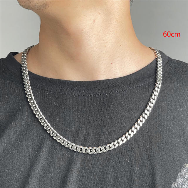 Silver color hiphop cuban link chain stainless steel necklace for men