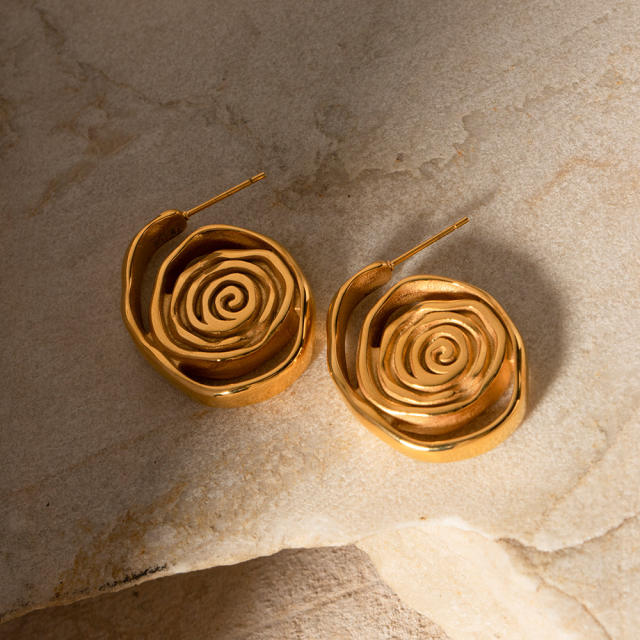 Personality spiral design stainless steel earrings