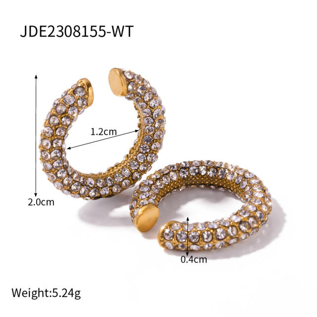 18KG luxury colorful diamond stainless steel ear cuff