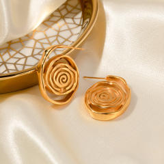 Personality spiral design stainless steel earrings