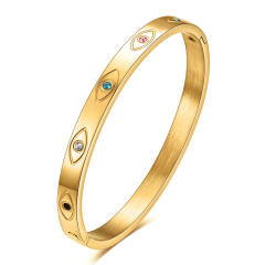 6mm Popular diamond evil eye stainless steel band bangle