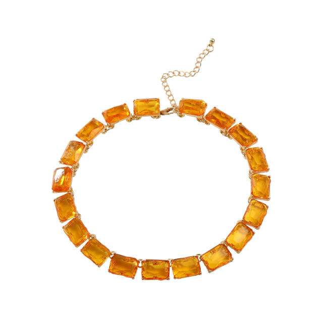 Colorful square resin chunky party necklace