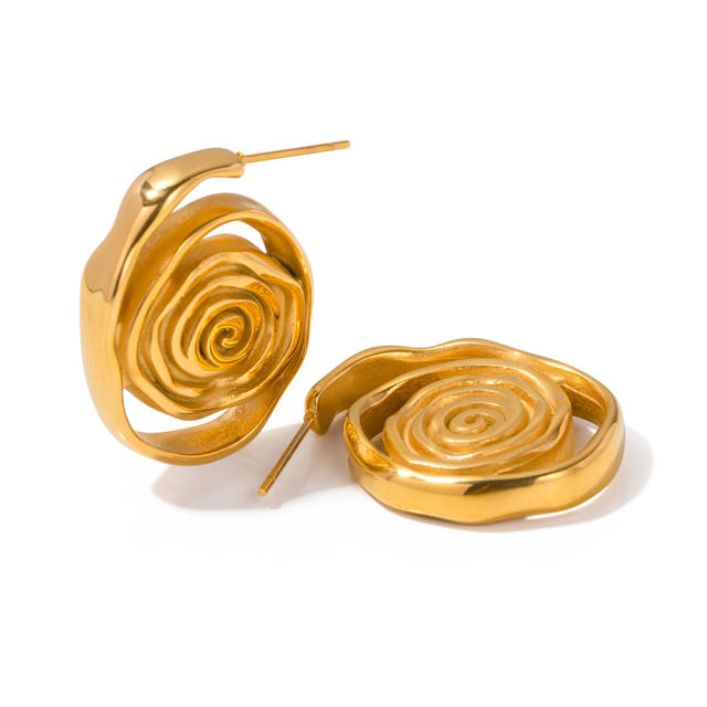 Personality spiral design stainless steel earrings