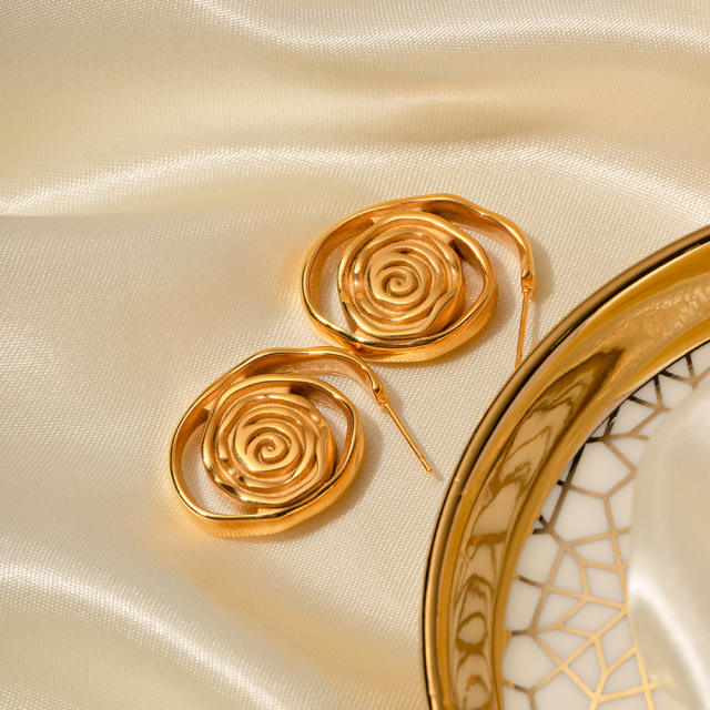 Personality spiral design stainless steel earrings