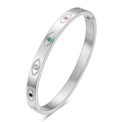 6mm Popular diamond evil eye stainless steel band bangle