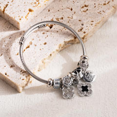 Classic hollow out diamond heart charm diy bangle bracelet