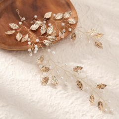 Handmade gold color leaf wedding hair vines