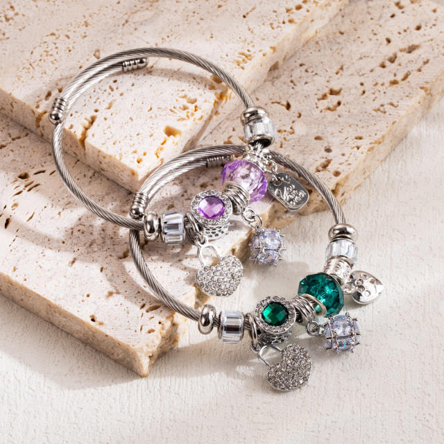 Classic diamond diy charm bangle bracelet