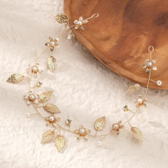 Handmade gold color leaf wedding hair vines