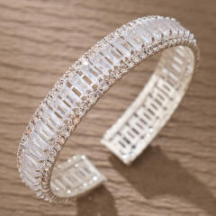 Luxury diamond elastic cuff bangle for wedding bridal