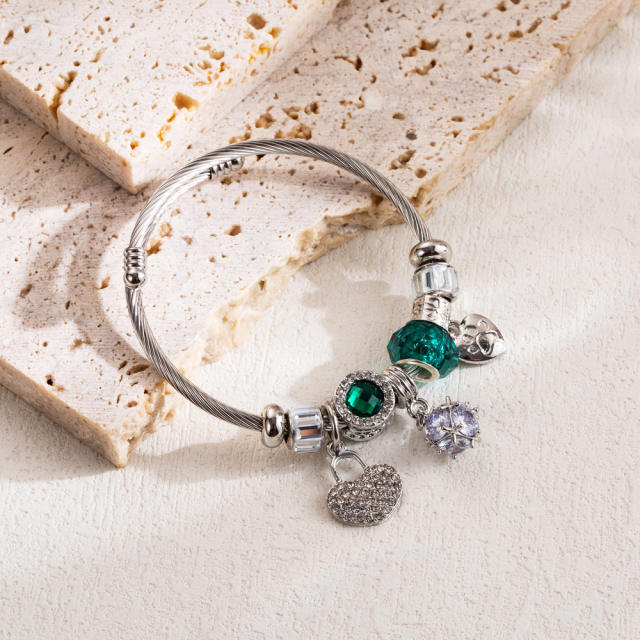 Classic diamond diy charm bangle bracelet
