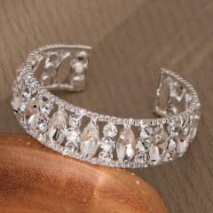 Luxury diamond elastic cuff bangle for wedding bridal