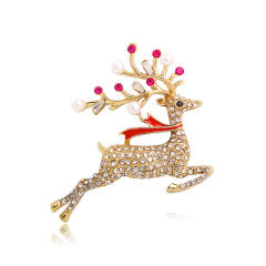 Christmas flamingo christmas tree metal brooch