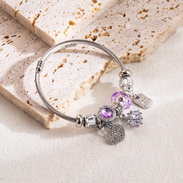 Classic diamond diy charm bangle bracelet