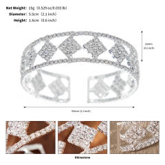 Luxury diamond elastic cuff bangle for wedding bridal