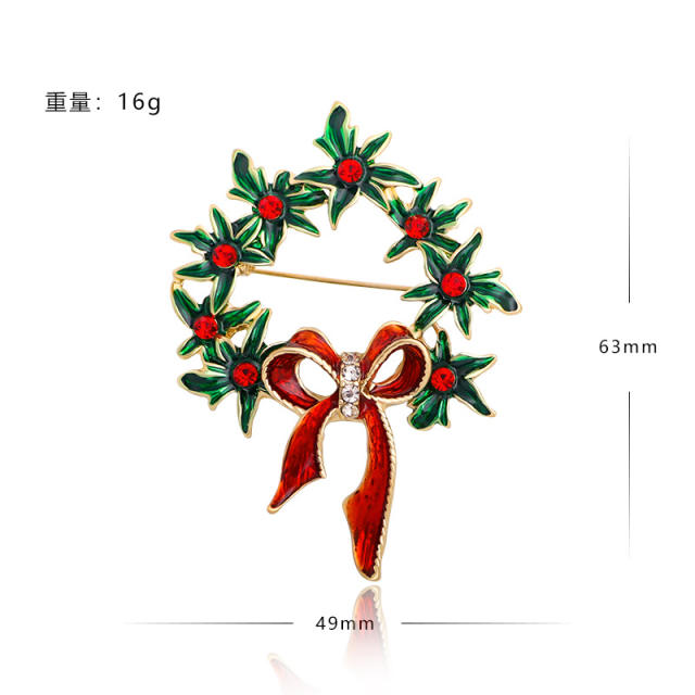Hot sale color enamel christmas tree santa claus metal brooch