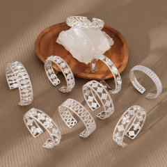 Luxury diamond elastic cuff bangle for wedding bridal