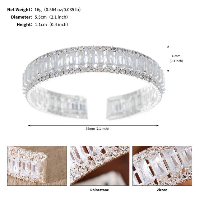 Luxury diamond elastic cuff bangle for wedding bridal