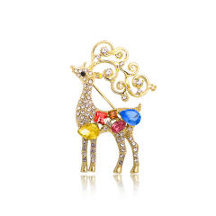 Christmas flamingo christmas tree metal brooch