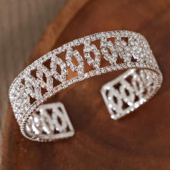 Luxury diamond elastic cuff bangle for wedding bridal