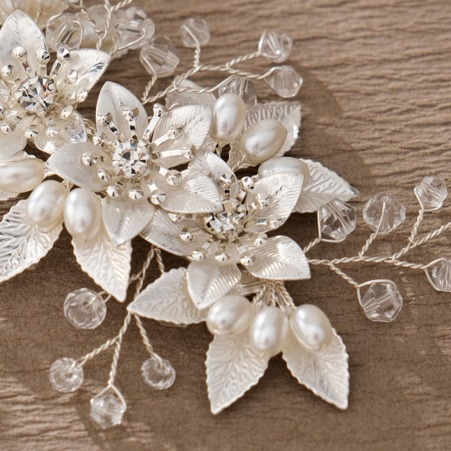 INS handmade metal flower wedding hair clips