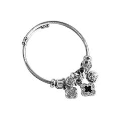 Classic hollow out diamond heart charm diy bangle bracelet