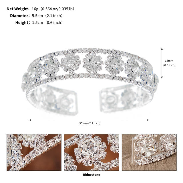 Luxury diamond elastic cuff bangle for wedding bridal