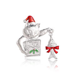 Christmas flamingo christmas tree metal brooch