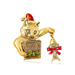 Christmas flamingo christmas tree metal brooch