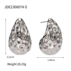 18K hot sale chunky ball teardrop stainless steel earrings
