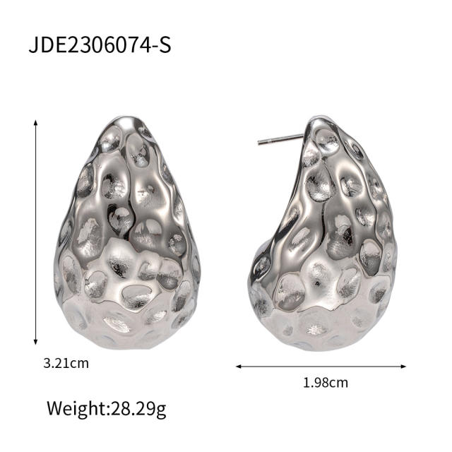 18K hot sale chunky ball teardrop stainless steel earrings