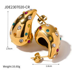 18K hot sale chunky ball teardrop stainless steel earrings