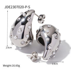 18K hot sale chunky ball teardrop stainless steel earrings