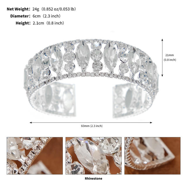 Luxury diamond elastic cuff bangle for wedding bridal