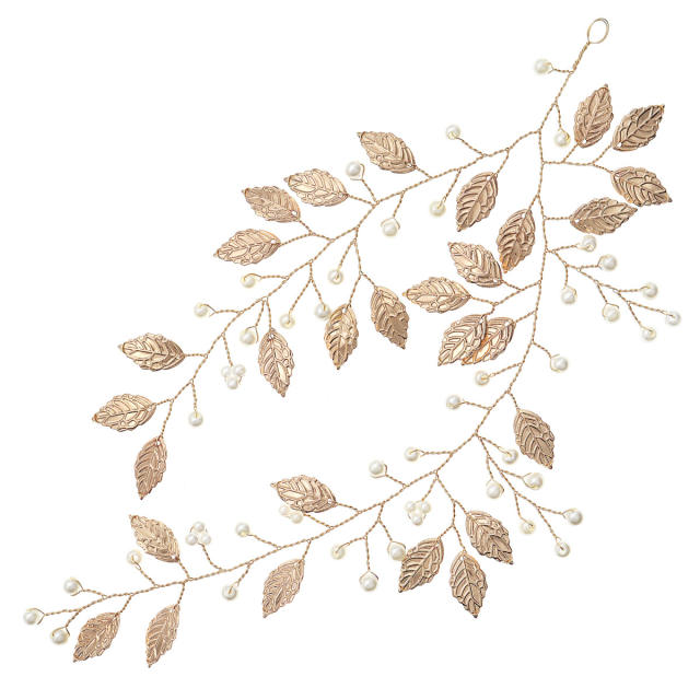 Handmade gold color leaf wedding hair vines