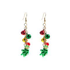 Christmas green red color bell dangle earrings for women