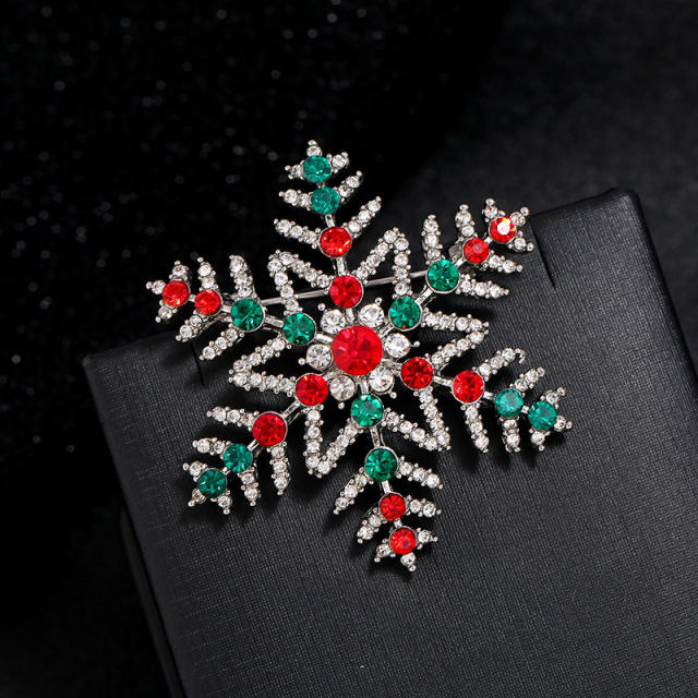 Color diamond enamel red color christmas metal brooch